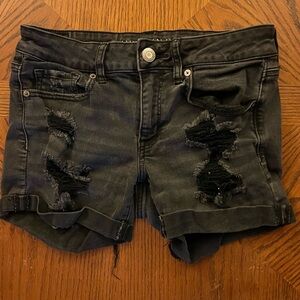 AE black denim short shorts size 6